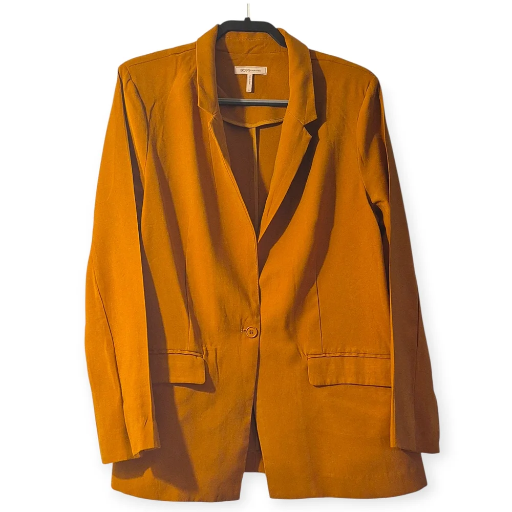 BCBGeneration Carmel Brown One Button Long Sleeve Blazer Sz XL - Picture 4 of 9
